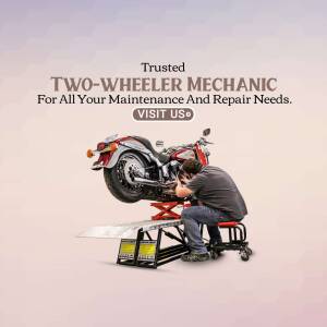 Mechanic repairing a motorcycle on a lift