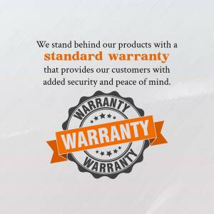 Image displaying a warranty badge and text about product warranty.