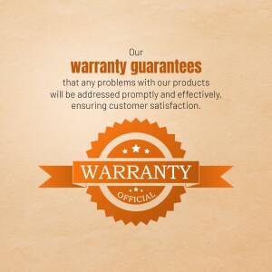 Orange warranty badge with text stating guarantee and customer satisfaction.