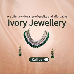 Ivory Jewellery advertisement with necklace and earrings