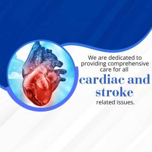 Image depicting a human heart with text about cardiac and stroke care.