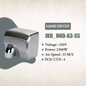JKR Hand Dryer - A3-SS Model Marketing Image For Threads