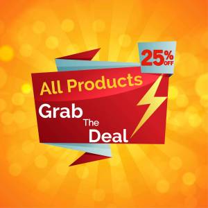 Sale banner with 25% off offer on all products