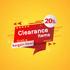 Clearance sale banner with 20% off discount