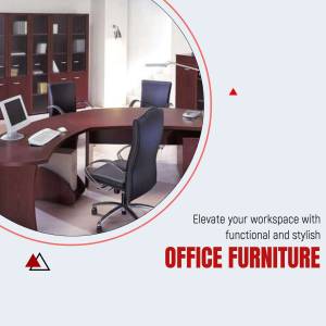 Modern executive office with a large wooden desk and comfortable chair
