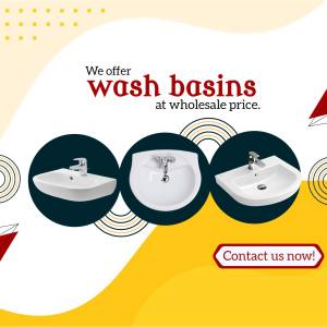 Image of three different wash basins with text promoting wholesale prices.
