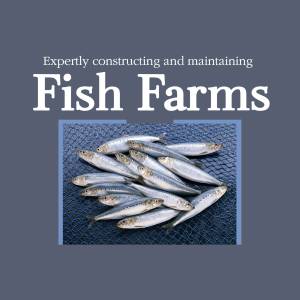 Image depicting a fish farm with sardines on a blue background.