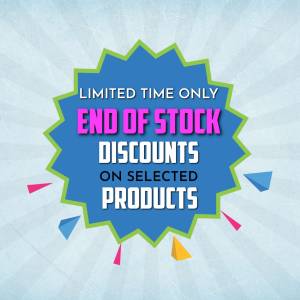 Sale banner with text 'Limited Time End of Stock Discounts on Selected Products'