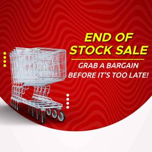 Image depicting shopping carts with text 'End of Stock Sale - Grab a Bargain Before It's Too Late!'