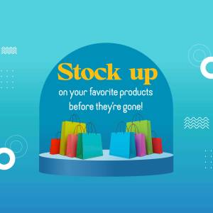 Image depicting shopping bags on a pedestal with text 'Stock up on your favorite products before they're gone!'