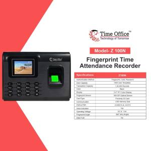Fingerprint Time Attendance Recorder Model Z100N with specifications
