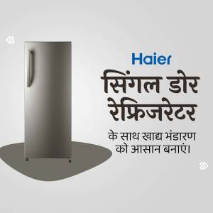 Haier single door refrigerator with text in Hindi