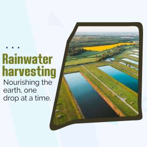 Aerial view of rainwater harvesting ponds and agricultural fields
