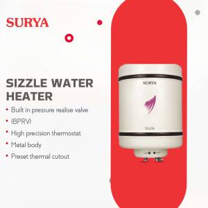 Surya Sizzle Water Heater on a red skateboard background