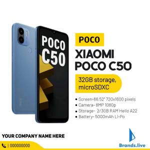 Poco C50 Xiaomi smartphone with 32GB storage and key specifications.