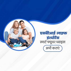 Family portrait with SBI Life Insurance branding
