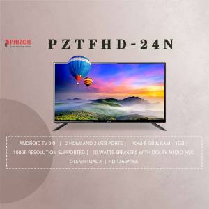 Prizor PZT FHD-24N 24-inch Android TV with a scenic hot air balloon display
