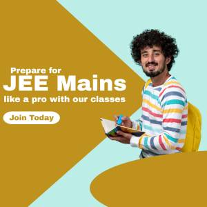 A young man studying with the text 'Prepare for JEE Mains like a pro with our classes'