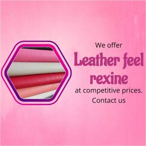 Advertisement for Leather Feel Rexine with competitive pricing