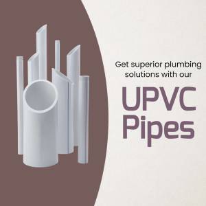 Image of white UPVC pipes with text promoting plumbing solutions