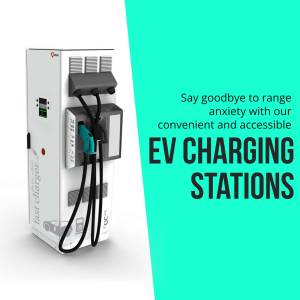 A modern EV charging station with text promoting convenience and accessibility.
