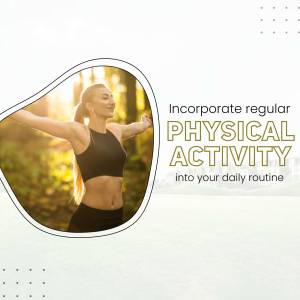 Woman stretching outdoors with text promoting physical activity