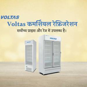 Voltas commercial refrigerators displayed against a light background.