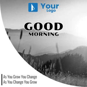 Good Morning image with mountain landscape and motivational quote