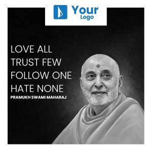 Portrait of Pramukh Swami Maharaj with inspirational quote