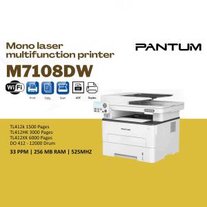 Pantum M7108DW printer with Wi-Fi, print, copy, scan, and duplex features