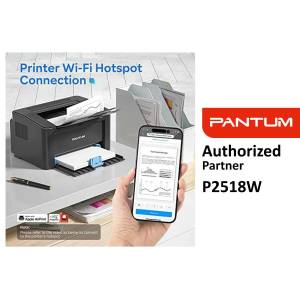 Pantum P2518W printer connected to a smartphone via Wi-Fi hotspot