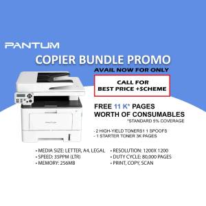 Pantum copier bundle promotion with details on free pages and consumables