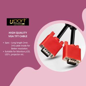Close-up of a red VGA TFT cable with connectors