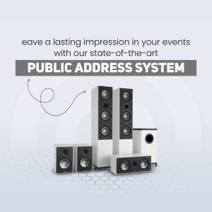 Public address system with speakers and sound equipment for events.