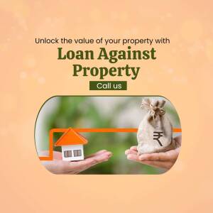 Image depicting loan against property with a house in hands and money bag.