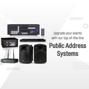 Public Address System equipment including mixers, speakers, and wireless microphones