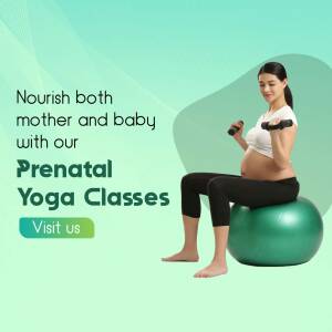 Pregnant woman doing yoga with a fitness ball
