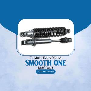 Image of a motorcycle shock absorber with text promoting smooth rides.