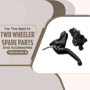 Image of motorcycle spare parts, specifically brake levers and master cylinder.