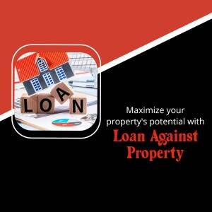 Image depicting a house on wooden blocks spelling 'LOAN' with text promoting loans against property.