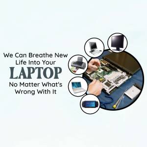Image of a laptop being repaired with various devices around it.