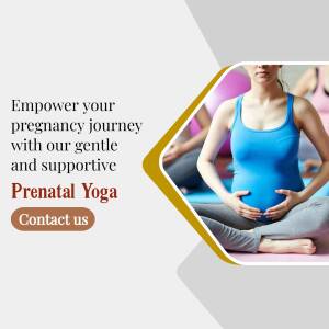 Pregnant woman practicing yoga in a class