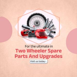 Image of motorcycle spare parts and upgrades with promotional text.