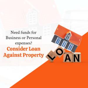 Image depicting a house and loan blocks, promoting loans against property.