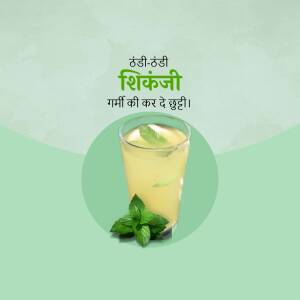 A glass of Shikanji with mint leaves on a light green background.