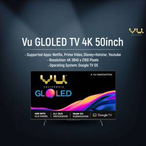 Vu GloLED 4K TV 50 inch with Google TV OS