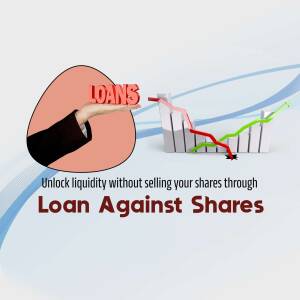 Image depicting a hand holding the word 'Loans' over a graph representing financial growth, promoting Loan Against Shares.