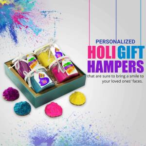 Holi gift hampers with colorful powders