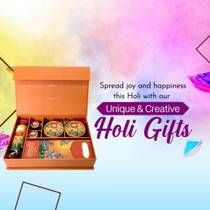 Gift box filled with Holi sweets and treats