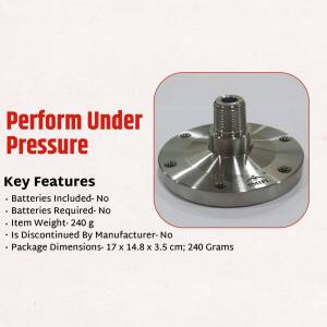 Stainless steel mount with text overlay 'Perform Under Pressure'